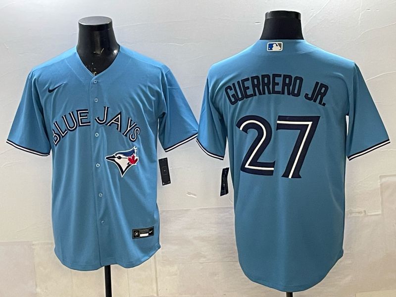 Men 2025 Nike Toronto Blue Jays #27 Guerrero jr Light Blue Game MLB Jersey 02->toronto blue jays->MLB Jersey